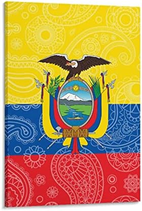 Еквадор Пејсли знамето платно печати wallидна уметност Персонализирана слика што виси постер wallид декорација за домашна канцеларија