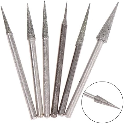 MOMTC 6PCS 1-4mm дијамантски мелење на главата игла за игла, гравура, алатка за резба 2,35мм Шанк