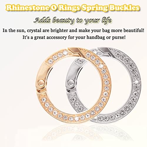 Bling Rhinestone o Rings Spring Round Round Carabiner Snap Clip Bucky for DIY клуч за чанти за чанти за чанти од чанти