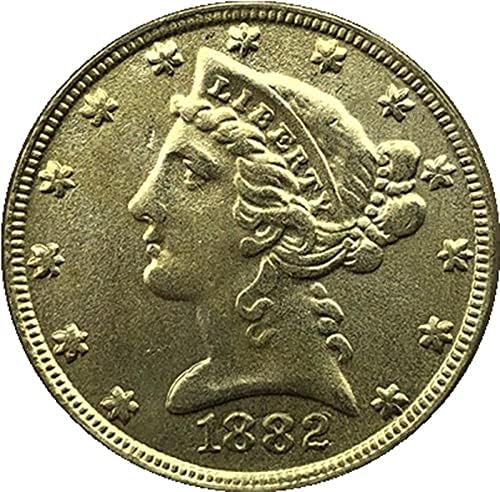 1882 Американска Слобода Орел Монета Позлатена Криптовалута Омилена Монета Реплика Комеморативна Монета Колекционерска Монета