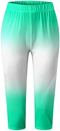 САД 4 -ти јули женски капри хеланки со високи половини јога панталони Патриотски starsвезди се протегаат 3/4 вежбање вежби Каприс
