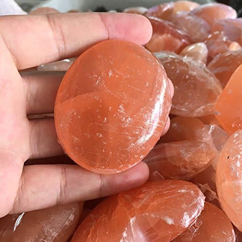 Dingsheng 2 Природни портокалови селенитни палми камења кристал загрижена кварц овална сапун топка масажа заздравување на минерални