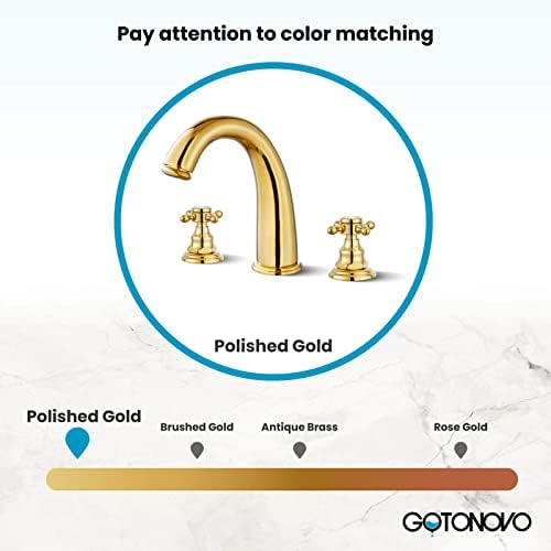 Готонов 8 -инчен бања мијалник за мијалник злато полирано полирано 3 дупки за палуба со широко распространета тапа за бања со пука