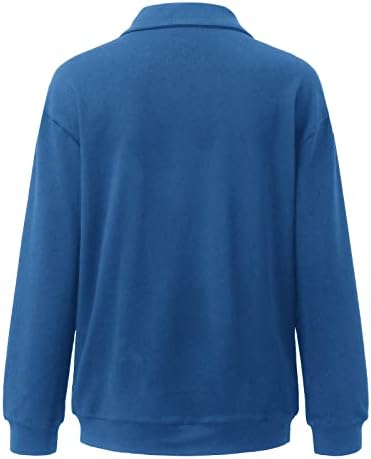 Женски џеб за џемпер од крава со долги ракави патент јака пулвер кошула обична маичка за маички моден врвен светло долг ракав