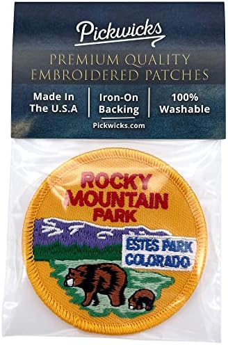 Роки планина Национален парк лепенка w/лепило од железо од 2,5 круг - Естес Парк Колорадо извезен сувенир