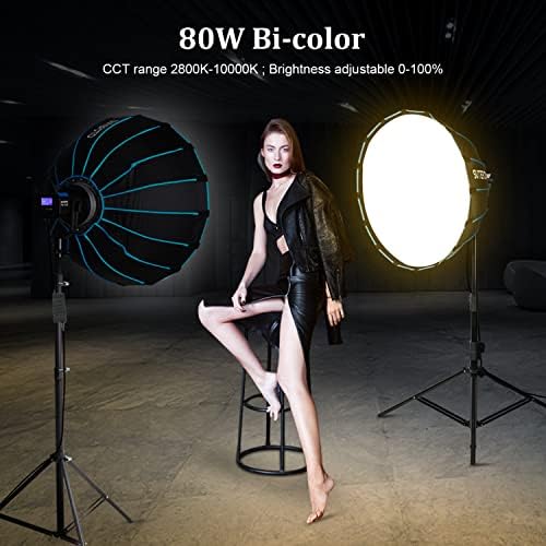 Sutefoto P80RGB Студио Светла | 80w Предводена Видео Осветлување За Фотографија Клучна Светлина | Би Боја 2800K-10000K | RGB 360 Целосна Бои |