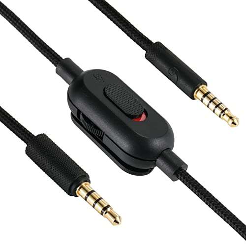 Аудио кабел за замена на Earla TEC за слушалки за G433, жица со плетенка со кабел со јазици со контрола на јачината на звукот и MIC MUTE компатибилен