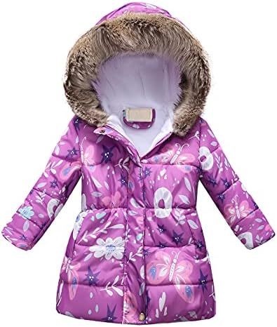 Бебе деца девојки зимско густо топло качулка ветровотно палто за надворешни работи Зимски палта за девојчиња