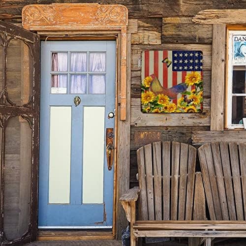 Гроздобер метален знак фарма куќа петел и американско знаме Декоративен метален знак мотивациски ретро метален постер потресен изглед дома