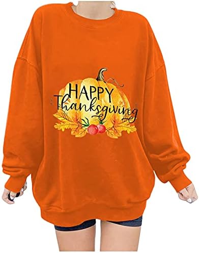 Дуксери за жени естетски жени на благодарноста на Денот на благодарноста лабава се вклопуваат топло случајни џемпери отпечатени долго