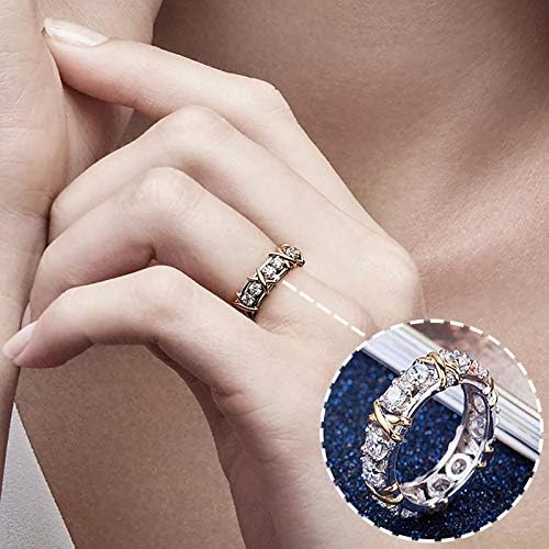 Женски венчален прстен Стерлинг сребрен целосен дијамантски прстен Wandенски венчален прстен за жени додатоци за накит ветувачки прстени