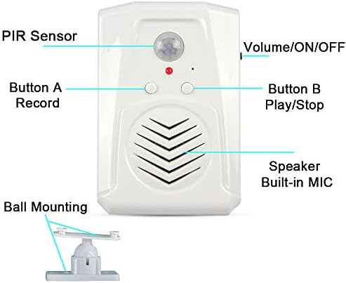 Инфрацрвен сензор за движење активиран звучник за звук изграден со микрофон што може да се снима за продажба на продавници, сигнализација