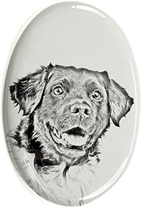 Стабихун, овална надгробна плоча од керамичка плочка со слика на куче