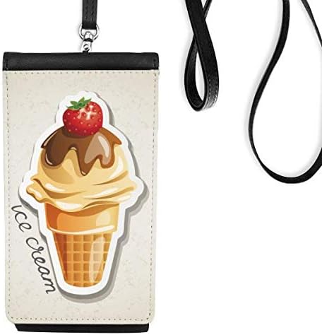Јагода чоколадо сладок леден конус Телефонски чанта чанта што виси мобилна торбичка црн џеб