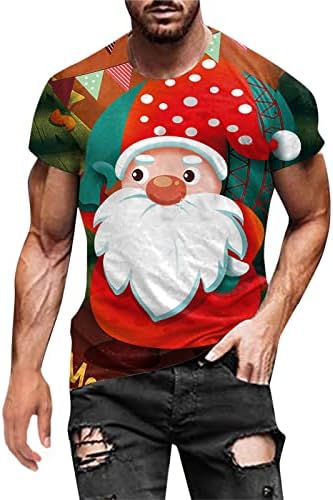 ZDDO Божиќни маици за кратки ракави со кратки ракави, смешни Божиќни Дедо Мраз печати атлетски тренинг опремени графички врвови