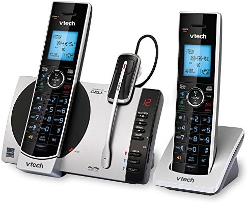 VTech Поврзи се со ќелијата DS6771-3 Dect 6.0 Телефон безжичен - Црна, сребро, 6,9 x 4 x 6,6 и слушалки за безжични мрежи