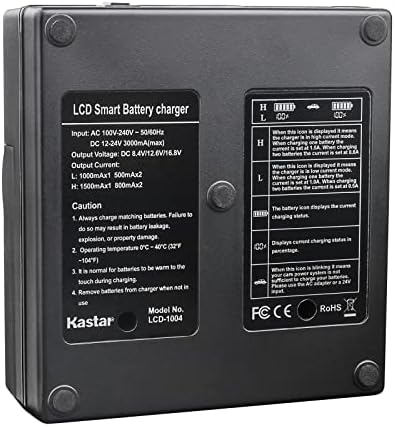 Kastar 4-Пакет NP-F970 Батерија И CH04 Двоен Брз Полнач Компатибилен Со Sony PBD-V30 PLM-100 PLM-50 PLM-A35 PLM-A55 Q002-HDR1 UPX-2000