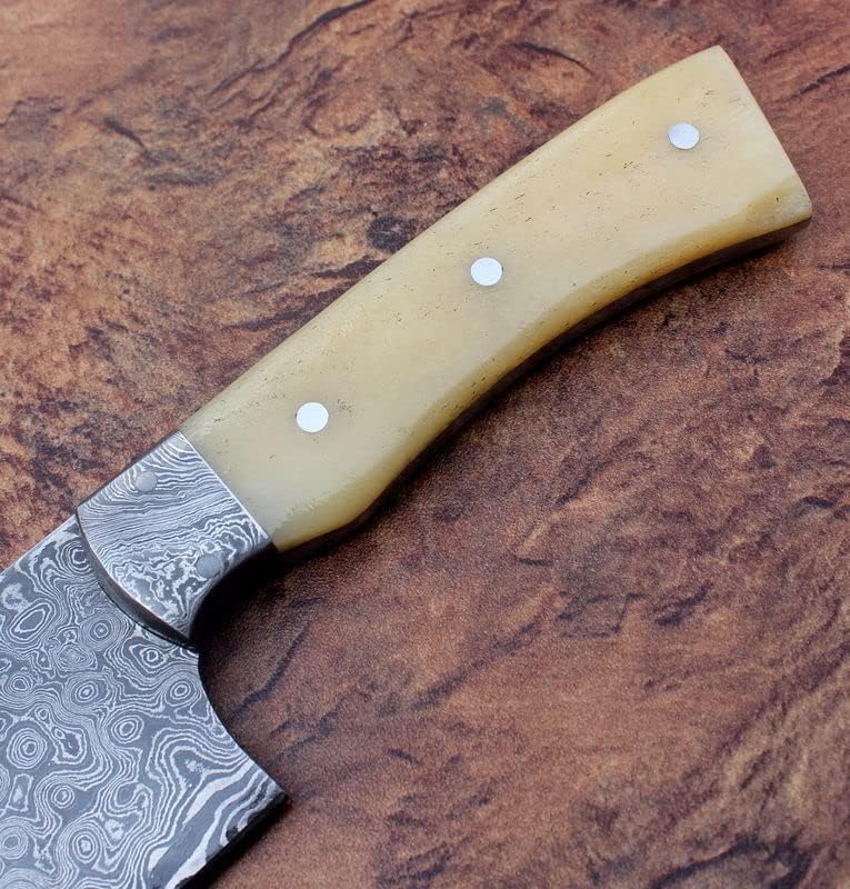 Врвен Рејтинг прилагодено рачно изработен нож за готвач од челик дмаскус со рачка од коска од камила