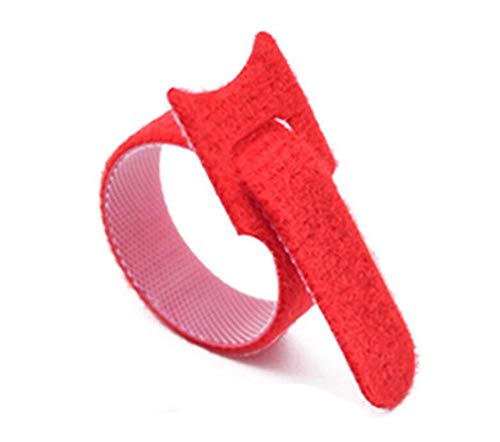 Woiwo 100pcs црвена лента со најлонска лента/кабел за врзување самолепливи ленти со податоци за кабел Velcro лента