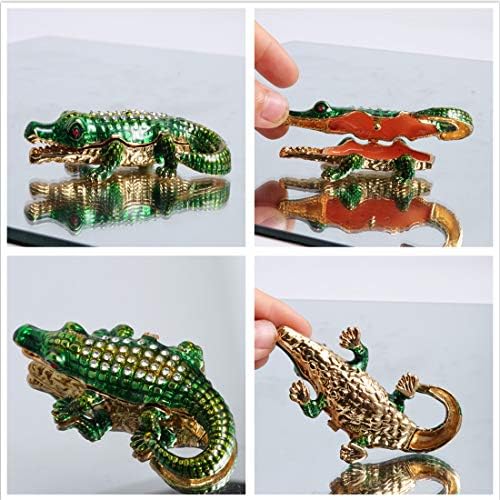 Waltz & F зелена алигатор рачно насликана кутија за кутии за животински накит за колекционерски држач за колекционерски прстен
