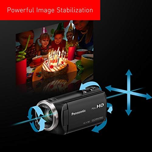 Panasonic Full HD видео камера камера HC-V180K, 50x оптички зум, 1/5,8-инчен BSI сензор, допир овозможен од 2,7-инчен LCD дисплеј