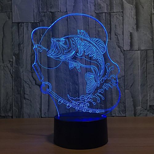 Риболов риба 3Д LED светилка 7 Боја Промена на USB полнење на копчето за допир на табели за табели неверојатни подароци за деца лава ламба