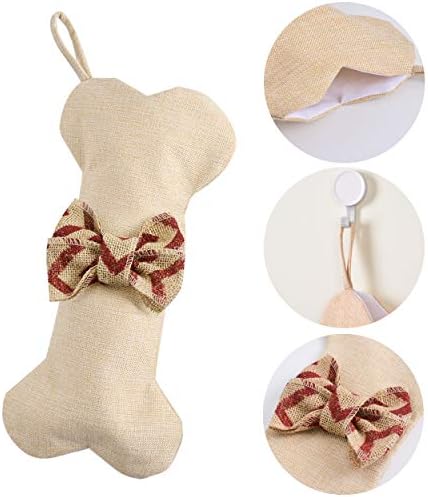 Tanlee 2 парчиња куче коска Божиќни чорапи 16 инчи големи миленичиња Божиќни чорапи со ламб од камин камин виси чанти за подароци за Божиќни