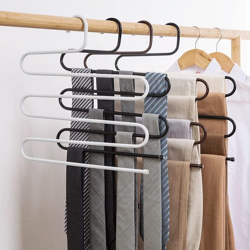 DHDM 5 слоеви во форма на железо гардероба за складирање закачалки Панталони Панталони закачалки со повеќе слоја облека за складирање на