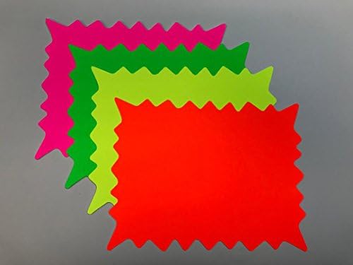 FBR230 - флуоресцентни правоаголни пукнати цени на празно картички „неонски starвезда“ пакет од 100 25 секоја боја 4 големини за избор