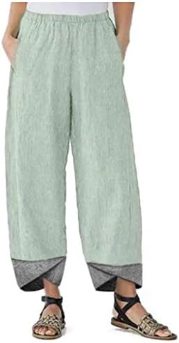 Shengxiny џемпери жени обични памучни постелнина цврста крпеница Неправилни лабави панталони долги буги панталони
