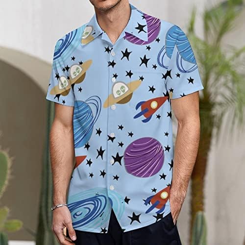 Вселенски комети случајно копче со краток ракав копче надолу со кошула надолу со кошула плажа на врвот за мажи