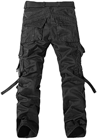 Менс обични плетени мулти -патенти џебови средно половината цврсти лабави долги панталони карго панталони мажи диви товарни панталони