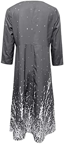 Летни фустани на Nokmopo за жени 2023 година, женски летен случај на летна мода V-вратче за печатење со среден ракав, лабав фустан