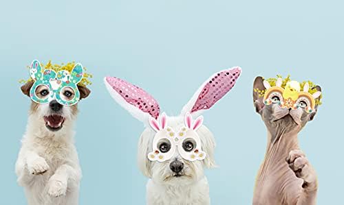 Hying 12pcs Велигденска забава за хартија за деца, Велигденски фото -штанд реквизити за хартија за зајаци за деца за деца за возрасни за возрасни