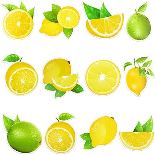 72 парчиња исечоци од лимон мини лимони акценти хартија украси летни билтени украси за украси разноврсни DIY овошни знаци за