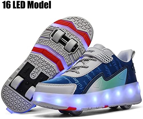 CEIEOE деца ролери чевли 4 тркала 16 LED модели Шарени девојки Момчиња Ролериски лизгачи патики можат да наплатат за почетник