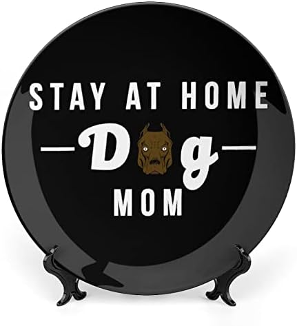 Останете дома куче мама смешна коска Кина Декоративна чинија тркалезни керамички плочи занает со приказ за домашна канцеларија wallид декорација