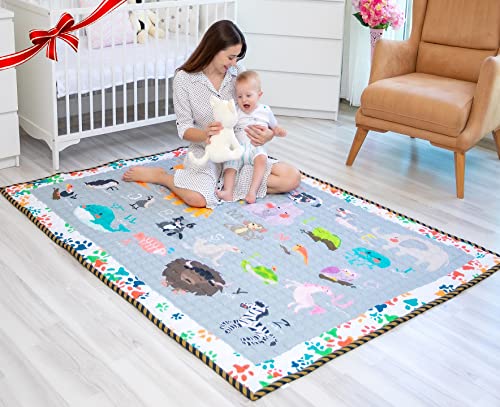 Moiré Baby 3D Paper Craft Baby Animal Animal Aninal Anientse Learning Baby Play Mat Extra Grarm 76 in. X 58 Padded ABC Crawling