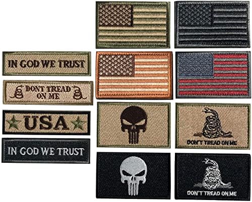 Пакет 12 парчиња САД знамето кука и јамка тактичко американско знаме САД Соединетите држави на Америка воени закрпи поставени за капачиња,