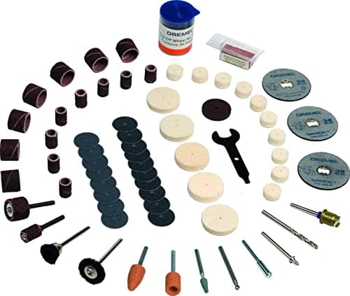 Сет на додатоци на Dremel 723 EZ SpeedClic - 100 додатоци за ротирачки алатки за сечење, резба, пескарење, чистење, мелење,
