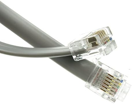 Cable Wholesale 1 стапки Телефонски кабел, RJ12 Златен конектори, 6p / 6c, сребрен сатен, 28awg, директно, телефонски кабел RJ12