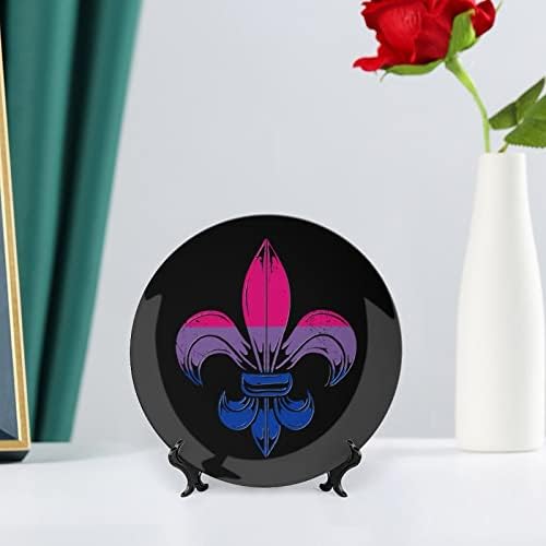 Бисексуално ЛГБТ знамето на гордоста Флеур де Лис Смешна коска Кина Декоративна чинија Тркалезни керамички плочи занает со приказ за украси