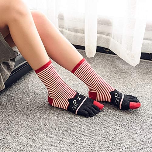 Чорапови за компресија на глуждот за жени повеќебојни пет чорапи памучни чорапи пети девојки мачка за Ноќта на вештерките чорапи