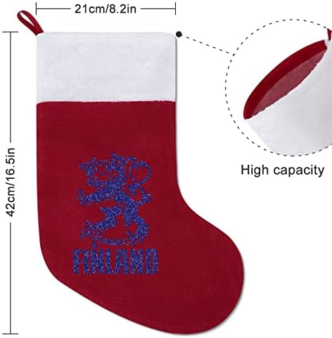 Финска Лав Национален Амблем Божиќни Чорапи Бели Супер Меки Кадифен Моден Божиќен Декор Божиќни Чорапи