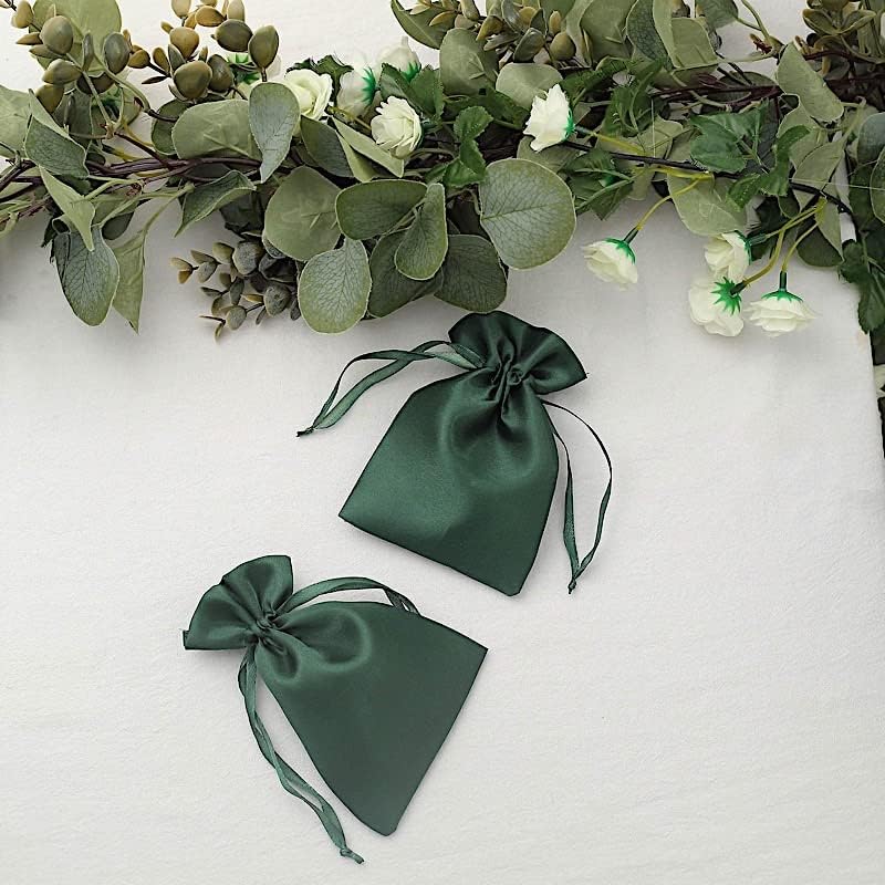 Балса Круг 60 парчиња 4х6-Инчен Ловец Зелени Сатенски Врвки За Влечење - Свадбената Веселба Фаворизира Торбичка За Накит Торби За Подароци
