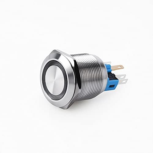 1PCS IP67 22мм заклучување или моментално прстен LED водоотпорен метално копче за копче за метал, вклучено осветлено метално копче