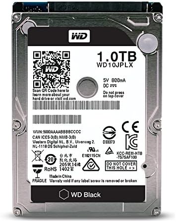 WD Black 1TB Performance Mobile Disk Drive - 7200 вртежи во минута SATA 6 GB/S 32MB кеш 9,5 mm 2,5 инчи - WD10JPLX