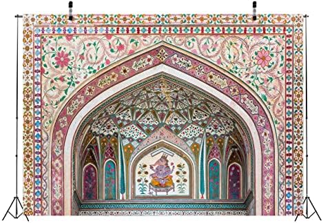 Локаторска ткаенина 15x10ft Хинду -палата позадина Индискиот бог Ганеш wallид uralид Ганеш порта Амбер Палас Исламот Градење Фотографија Позадина
