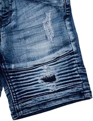 X Ray Kids Moto Biker Jean Shorts Sharts Slim Fit Boys Denim Shorts Sharts измиени потресени