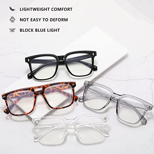 univorvion Сина Светлина Блокирање Очила 2 Пакет Преголеми Јасни Квадратни Компјутерски Очила За Сина Светлина За Жени Машки Очила